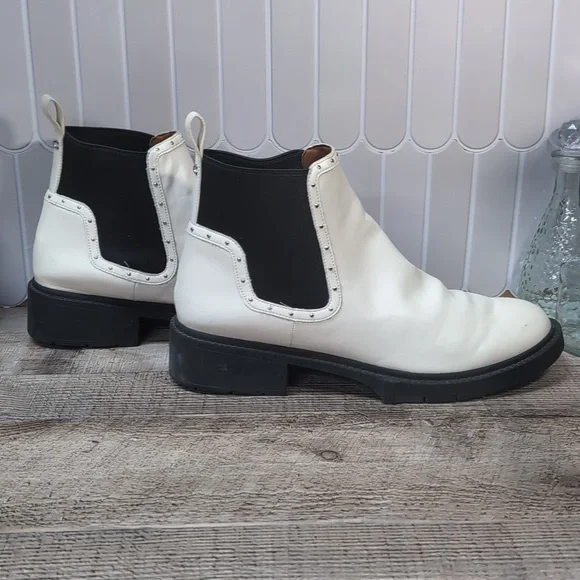 Coach White and Black Leather Boots - Picture 3 of 14
